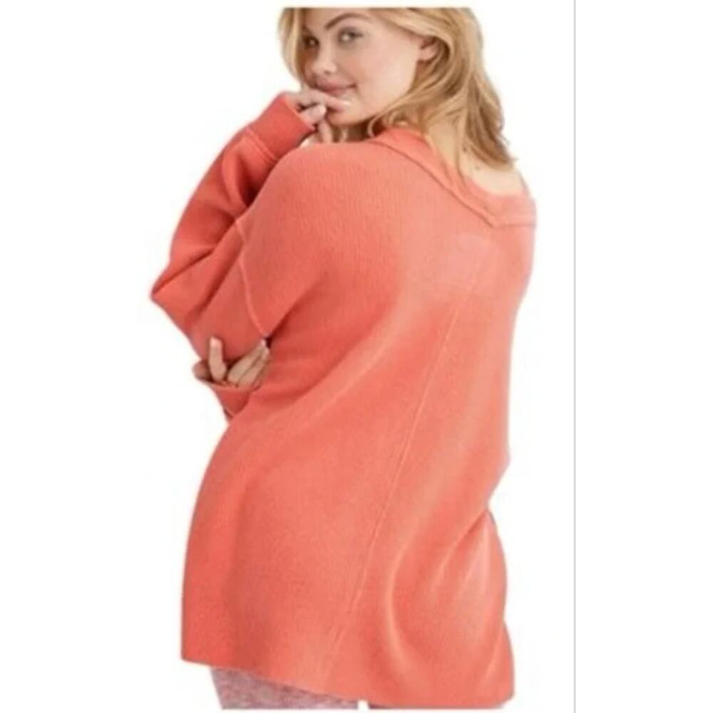 Aerie waffle knitted Women's sweater oversized sweater Orange Coral sz. M